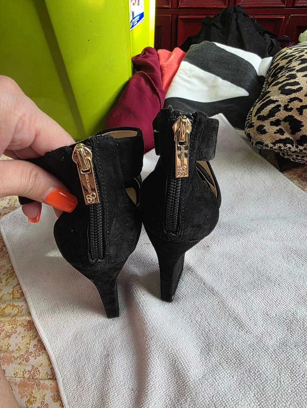 Black Suede Platform Block Heel Sandals - Women